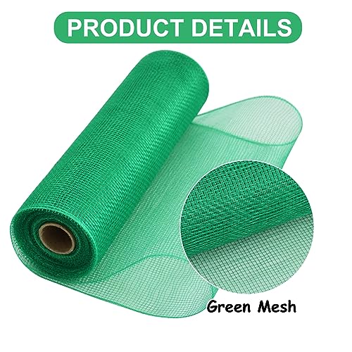 2 Rolls 10 Inch Green Decorative Mesh Ribbbon Rolls