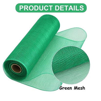 2 Rolls 10 Inch Green Decorative Mesh Ribbbon Rolls