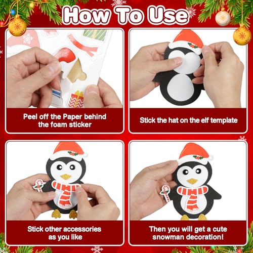 12 Pack Penguin Crafts for Kids Make You Own Penguin Foam Christmas Ornaments DIY Arts and Crafts for Kids Girls Boys Chirstmas Party Supplies Winter Xmas Tree Decoration (12 Count)