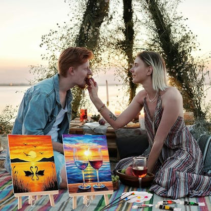 36 Pcs Paint and Sip Kit for Adults 8''x10'' Pre Drawn Canvas for Painting DIY Afro Acrylic Painting Kit Wood Easel Brushes Date Night Bulk for Mother's Day Party Gifts (36 Count)