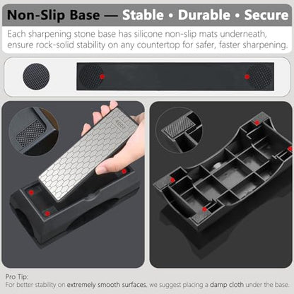 Diamond Sharpening Stone Set & Knife Sharpener Whetstone Kit