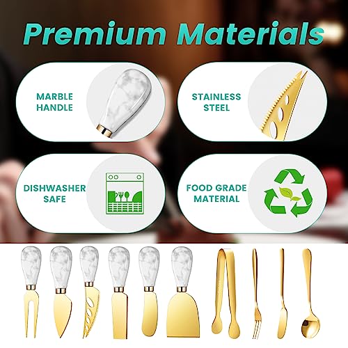 Marble Gold Cheese Knife Set