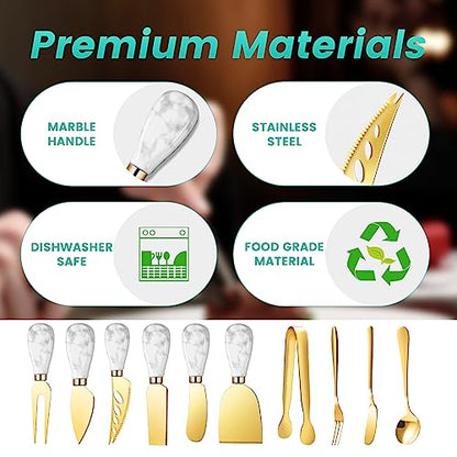 Marble Gold Cheese Knife Set