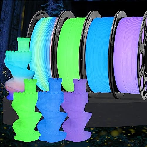 4 Spools Glowing in Dark PLA Bundle (4 Count)
