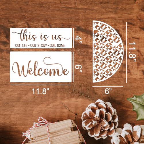 Welcome Stencils for Painting on Wood Welcome Stencil for Crafts Reusable (22 Count)