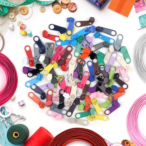 62 Yards 20 Pieces Sewing Zippers #3 Nylon Coil Zippers Assorted Zipper for Sewing with 80 Zipper Sliders for DIY Tailor Sewing Crafts Supplies