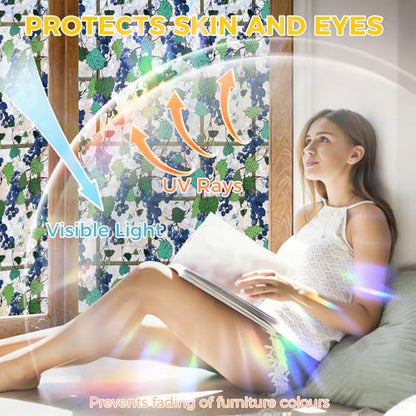 Rainbow 3D Window Stained Glass Privacy Film Decorative