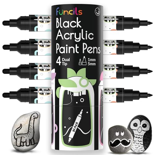 4 Black Acrylic Paint Marker Pens