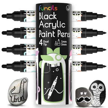 4 Black Acrylic Paint Marker Pens