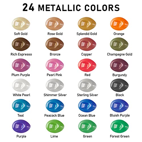 Metallic Acrylic Paint Set 24 Colors 2oz Rich Pigments Non (48.6 Fl Oz)
