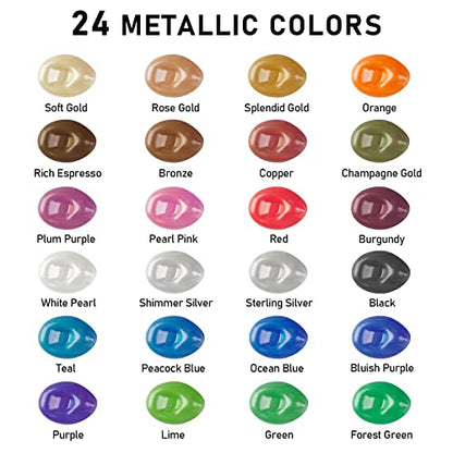 Metallic Acrylic Paint Set 24 Colors 2oz Rich Pigments Non (48.6 Fl Oz)