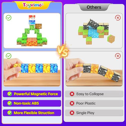 Magnetic Blocks 100PCS Kids Toys Magnetic Building Blocks Build Mine Magnet World Craft Cubes Boys Toys Ages 3 (100 Count)