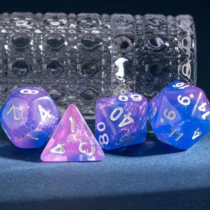 7 Die DND Dice Set Polyhedral Dice Set with a Leather Dice Bag (7 Count)