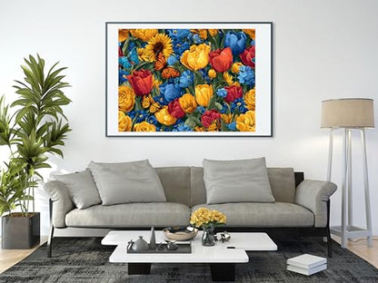 14ct Counted Stamped Cross Stitch Kits for Adults Printed Flowers Cross Stitch Patterns Art Crafts Cross Stitch Supplies