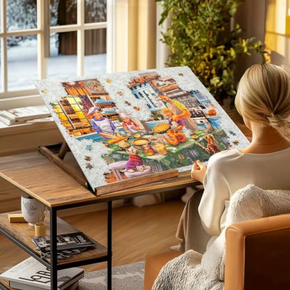 Foldable Jigsaw Puzzle Board with 3 Angle Adjustable Bracket