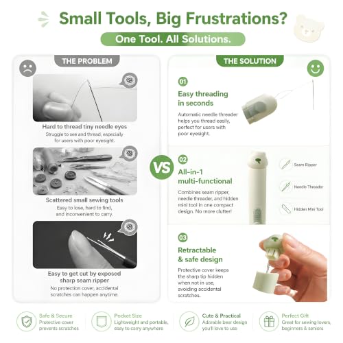 3-in-1 Automatic Needle Threader with Seam Ripper