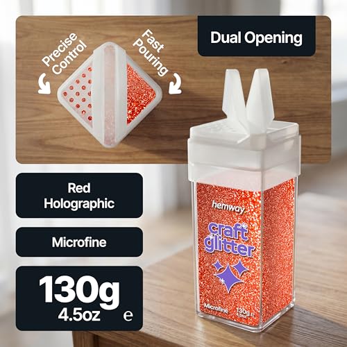 Craft Glitter Shaker Red Holographic 130g Microfine (3.8 Ounce)