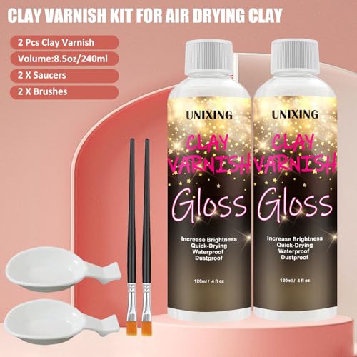 240ml High Glossy Air Dry Clay Glaze (2 Count)