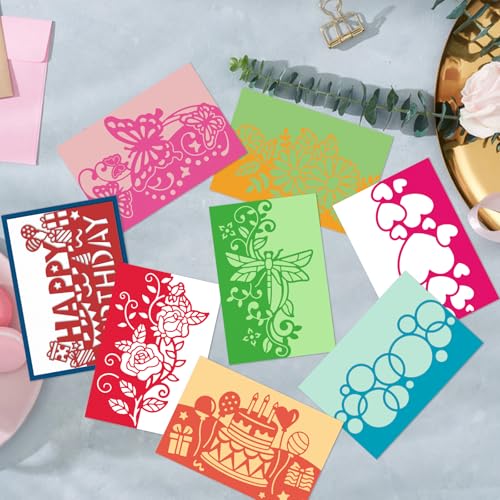 9PCS Die Cuts for Card Making Metal Cutting Dies Flower Butterfly Dragonfly Bird Bubbles Love Heart Happy Birthday Cake Cutting Embossing Stencil Template DIY Paper Cards Album Decoration (9 Count)