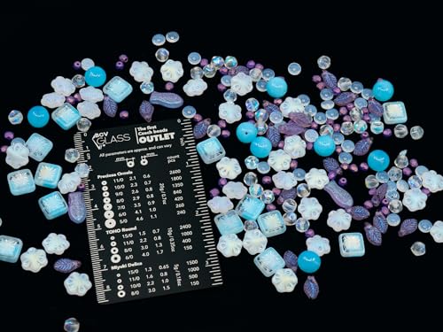 1.4oz (40g) Limited Mix of Czech Glass Beads, Hand Made Set Kit, Purple Bay Leaf Beads Table Cut Kiwi Crystal AB Beads