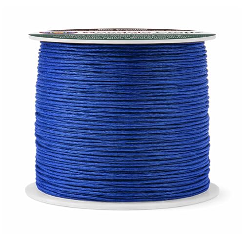 0.5mm Blue Cotton Waxed Cord for Jewelry Making (327 Foot)