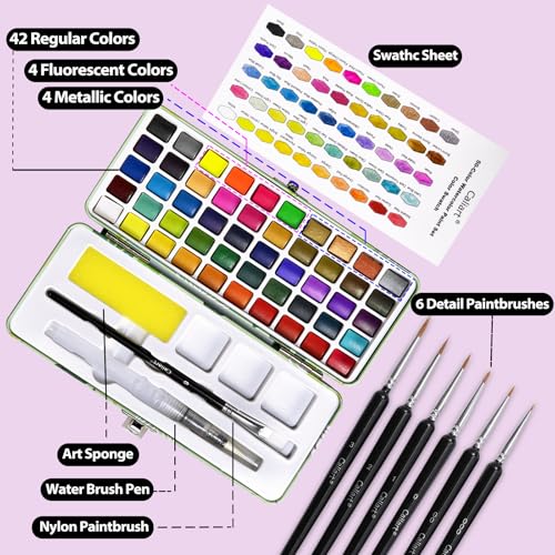 50 Colors Watercolor Paint Set (50 Count)