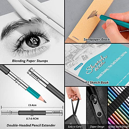 73Pcs Art Supplies Drawing Kit Sketch Pencils Set Adults Gift (73 Count)