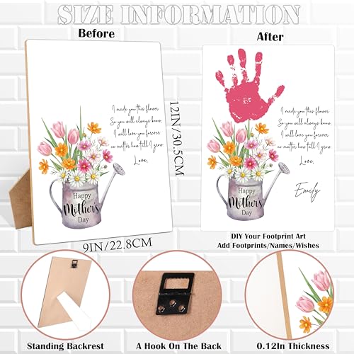 Mother's Day Flower Handprint Art Wooden Making Sign