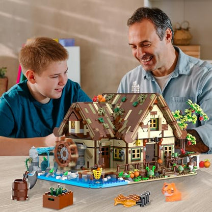 Wood Cabin Building Set with Lights for Adults