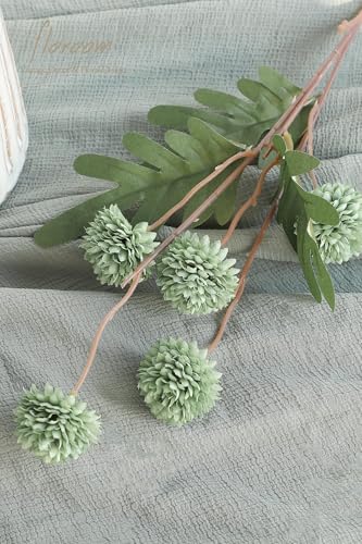 5pcs Sage Green Faux Silk Mums Artificial Flowers (5 Count)