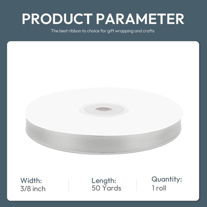 KMER LIFE 3/8" Wide x 50 Yards Silvery Polyester Satin Ribbon, Perfect for Wedding Decor, Crafts, Gift Wrapping & Other Projects - Crafty Corner