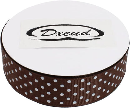 Polka Dot Grosgrain Ribbon 25 Yard Each Roll 100% Polyester (1", Coffee) - Crafty Corner