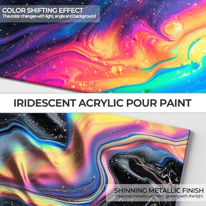 8 Colors Iridescent Metallic Acrylic Pour Paint Supplies Kit 8.45oz (67.6 Fl Oz)