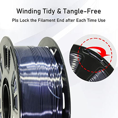 1KG Silk Shiny Black PLA 3D Printer Filament (35.27 Ounce)