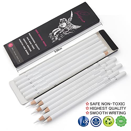 White Charcoal Pencils Set (6 Count)