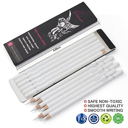 White Charcoal Pencils Set (6 Count)