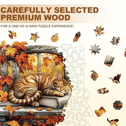 Resting Cat Puzzles Adults Gifts Wooden 200 Pieces 11.4 * 11.4in