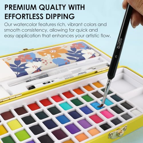 Set of 50 Color Premium Watercolor Paint Set with Detail Brushes (15.5205 Ounce)