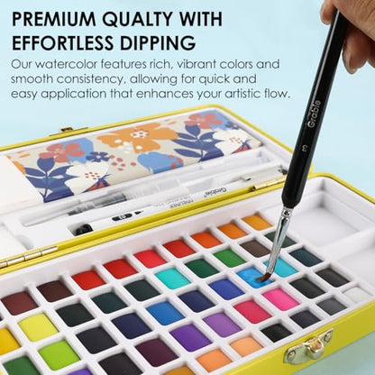 Set of 50 Color Premium Watercolor Paint Set with Detail Brushes (15.5205 Ounce)