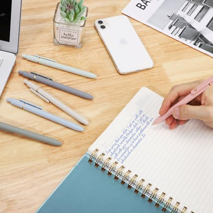 Gel Pens Set 12 Pcs 0.5mm Retractable Quick Dry Blue Ink Pens (6 Count)