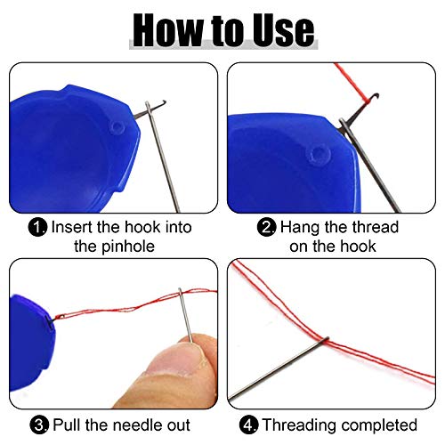 12PCS Needle Threader for Hand Sewing Plastic Wire Hook Simple Threader for Needles Small Eye Easy Needle Threaders Tool for Sewing Machine Crafting Color Random (12 Count)