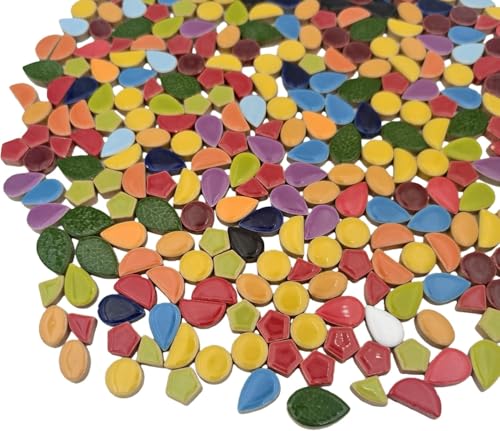 500g 1.1lb Random Color Irregular Ceramics Mosaic Tiles (16 Ounce)