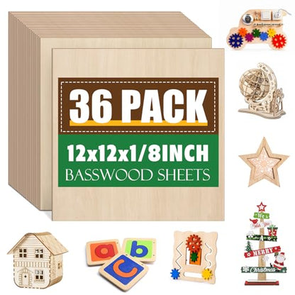 36 Pack 12x12 Basswood Sheets 1 (36 Count)
