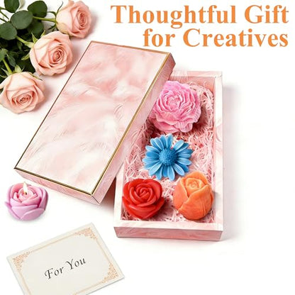 4 Pcs Flower Silicone Candle Molds Set (4 Count)