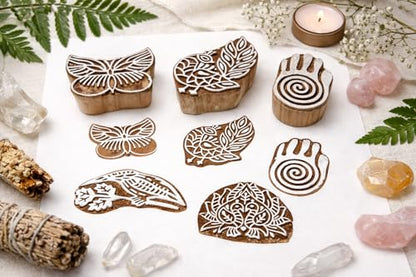 Wooden Stamps for Block Printing on Saree Border (5 Count)