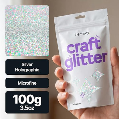 Craft Glitter Silver Holographic 100g Microfine Glitter (100 Gram)