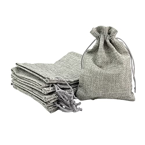 Pack of 25 Burlap Gift Bags with Drawstring Linen Jewelry Pouches Wedding Hessian Jute Bags for Birthday and Treat Pouches Party Wedding Favors Gift