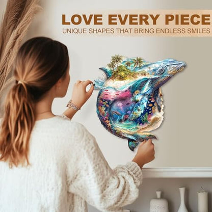 Sea of Whales Puzzles Adults Wooden 200 Pieces 13.4 * 13.1in