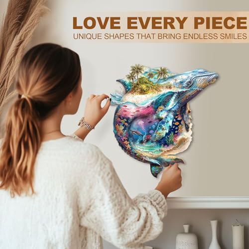 Sea of Whales Puzzles Adults Wooden 80 Pieces 8.5 * 8.3in