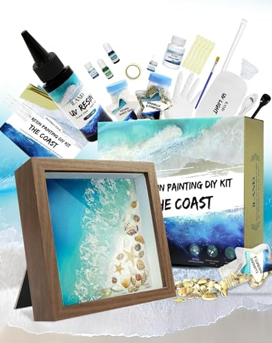 Crafts for Adults Resin Art Kit DIY Beach Ocean Themed Crafting Adult Girls Night Craft Making Set Date Night Painting Kit for Couples Unique Christmas Gifts for Crafty Women Teen Girls Romantic